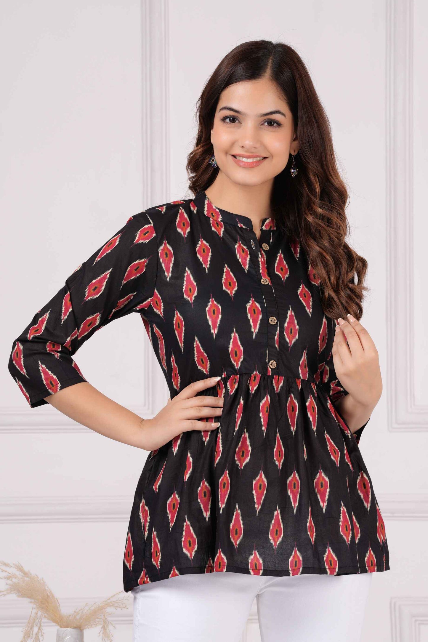 Pure Cotton Printed Peplum Top