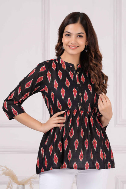 Pure Cotton Printed Peplum Top