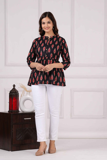 Pure Cotton Printed Peplum Top