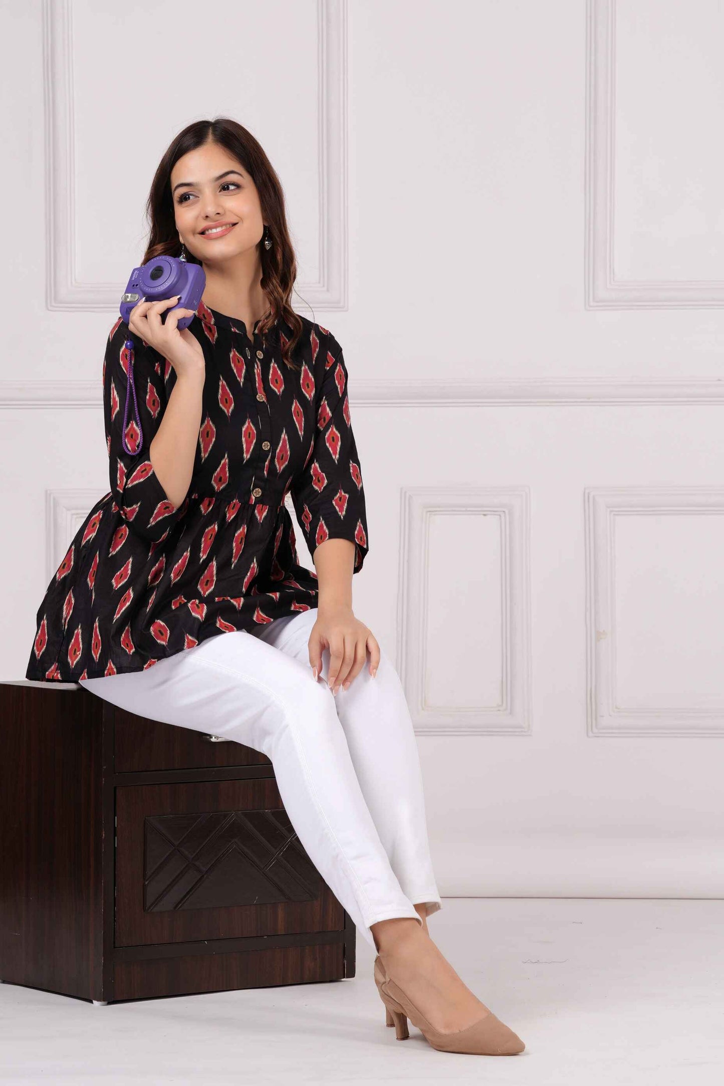 Pure Cotton Printed Peplum Top