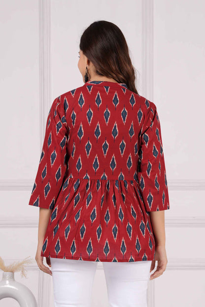 Pure Cotton Printed Peplum Top