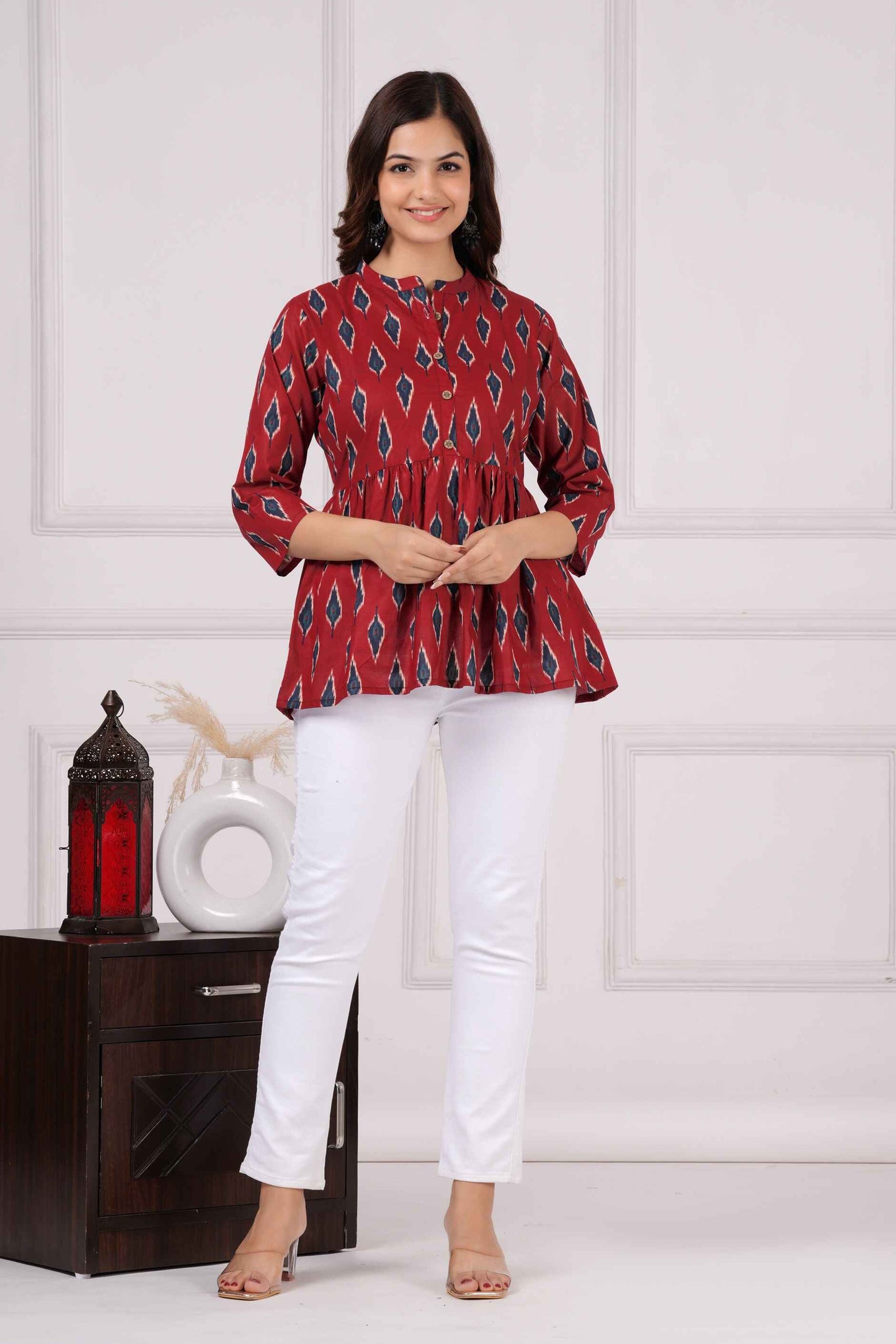 Pure Cotton Printed Peplum Top