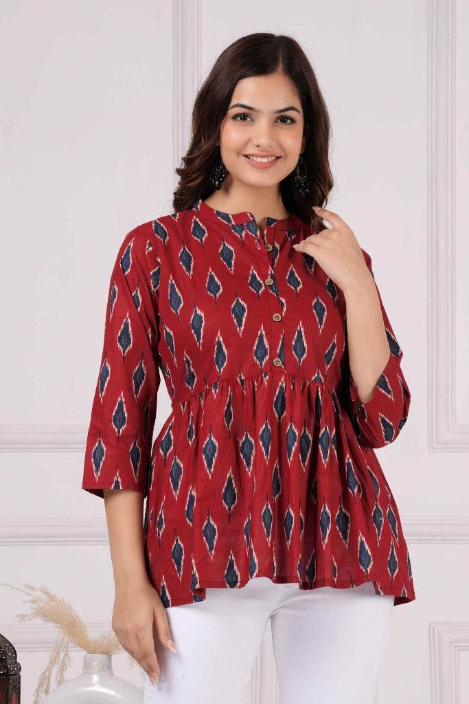 Pure Cotton Printed Peplum Top