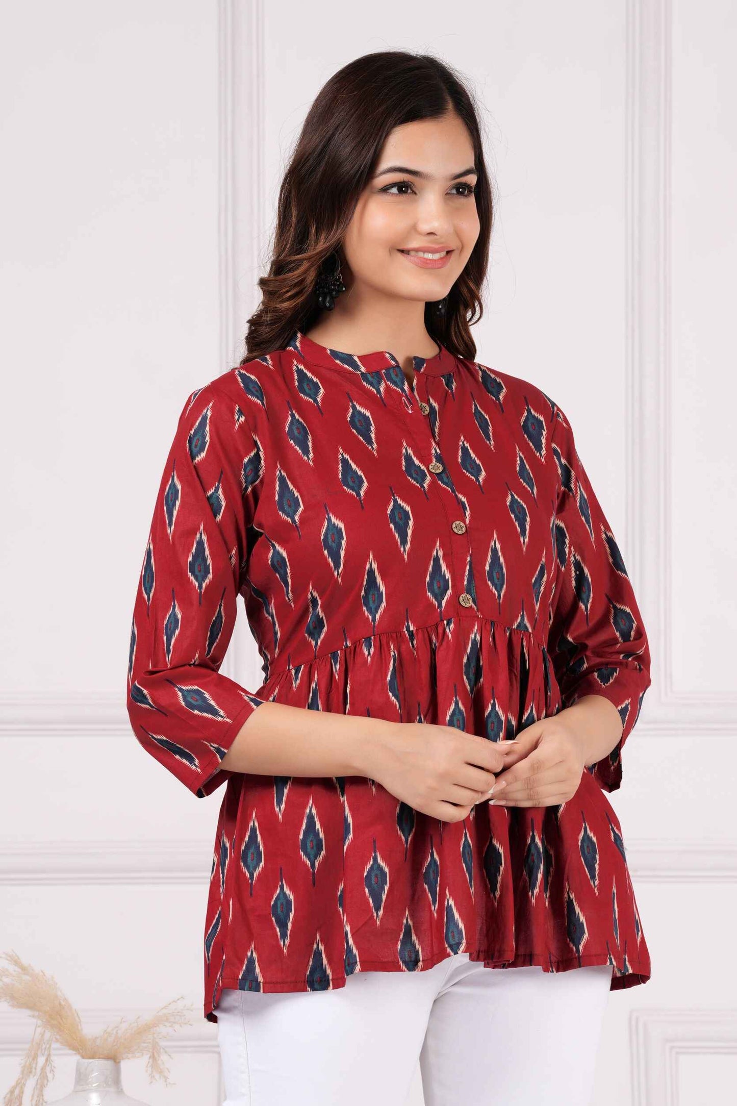 Pure Cotton Printed Peplum Top