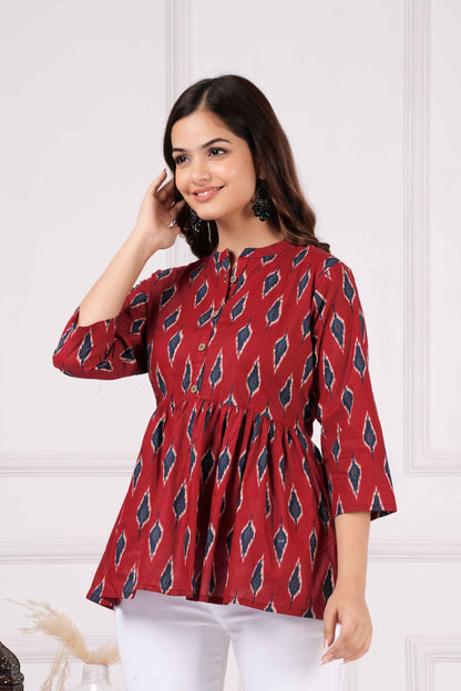 Pure Cotton Printed Peplum Top