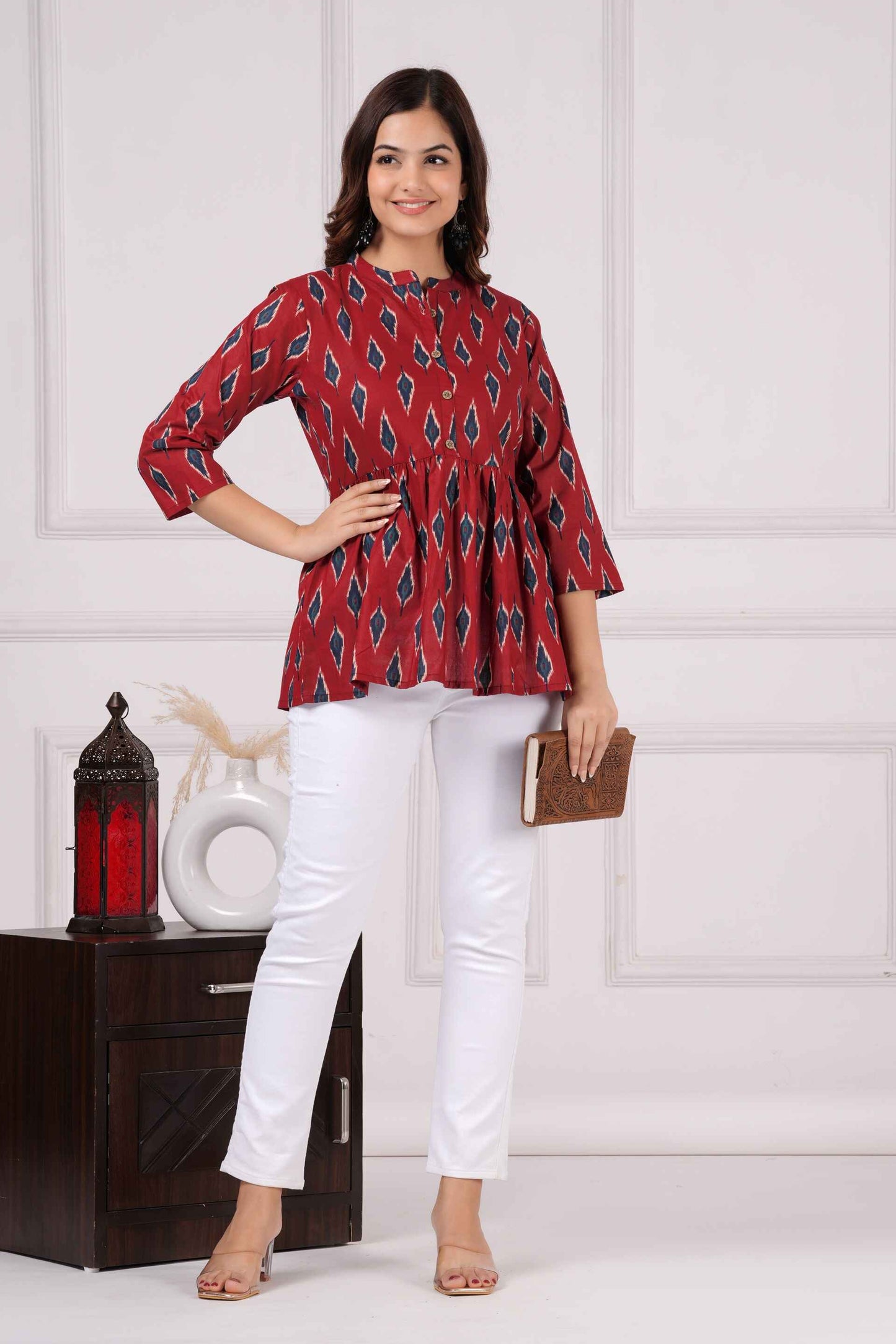 Pure Cotton Printed Peplum Top