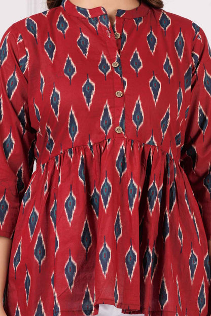 Pure Cotton Printed Peplum Top