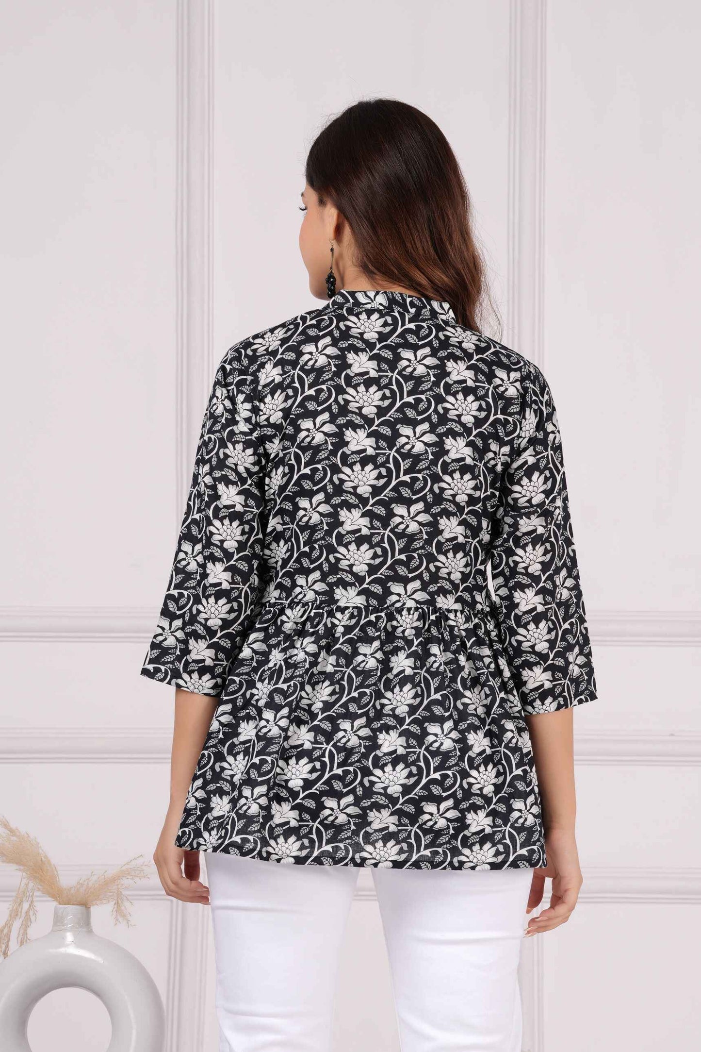Pure Cotton Floral Printed Peplum Top