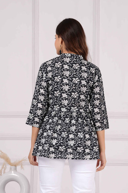 Pure Cotton Floral Printed Peplum Top
