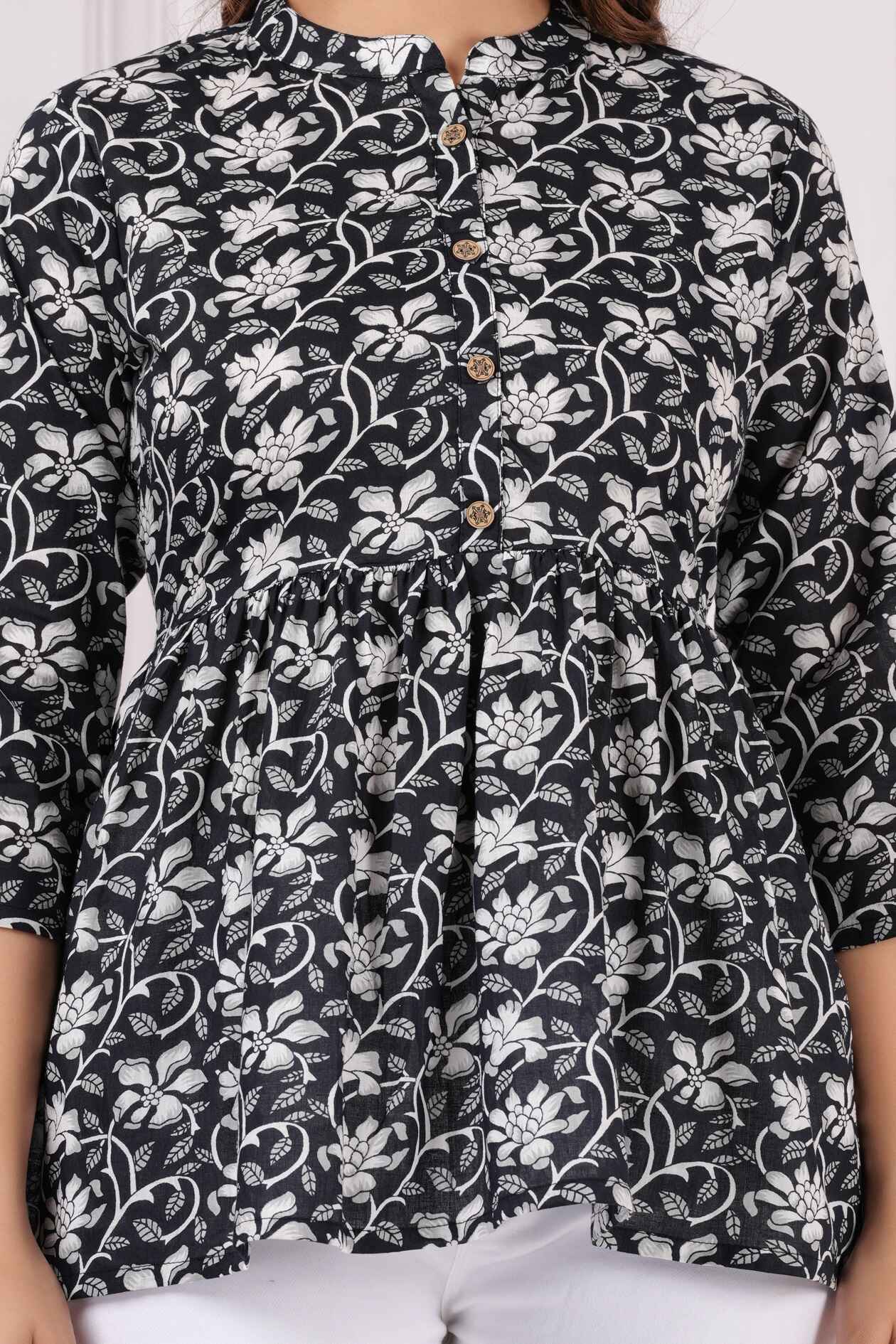Pure Cotton Floral Printed Peplum Top