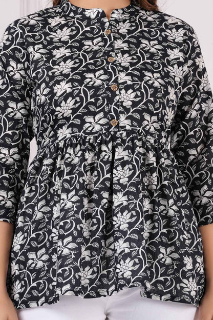 Pure Cotton Floral Printed Peplum Top