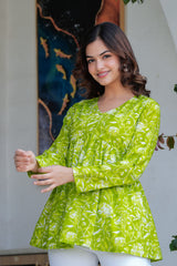 Lime Bloom Cotton Top