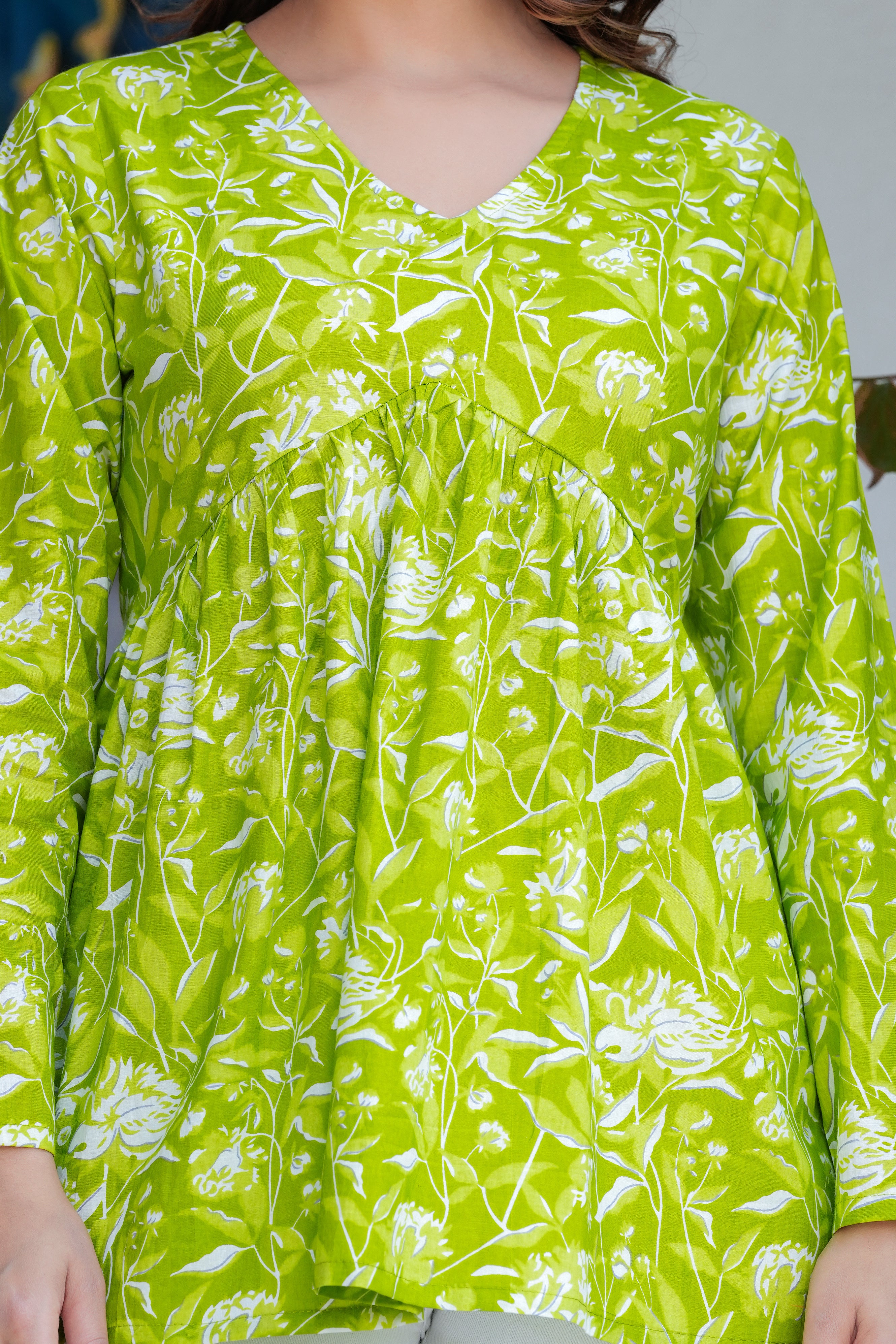 Lime Bloom Cotton Top