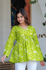 Lime Bloom Cotton Top