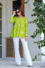 Lime Bloom Cotton Top
