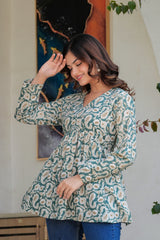 Olive Paisley Cotton Boho Top