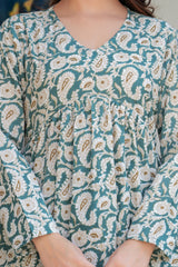 Olive Paisley Cotton Boho Top